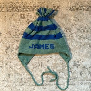 Adorable green and blue striped JAMES toddle hat! My absolute favorite hat ever!